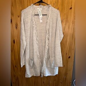 Maurices Light Gray Fringe Sweater